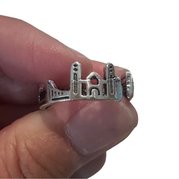 Silver Amusement Park City Skyline Adjustable Cuff Ring - Picture 6 of 7
